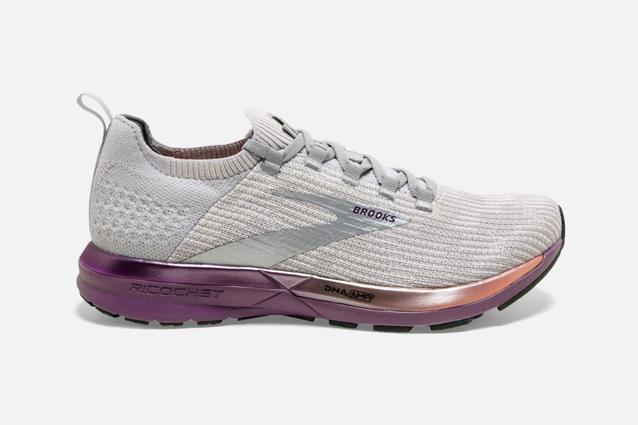 Tenis Corrida Brooks Ricochet 2 Feminino Brasil - Cinzentas/Roxo 6485179-EA